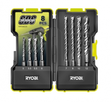 Ryobi 8-teilige SDS-plus Hammerbohrerbox  RAK08SDS